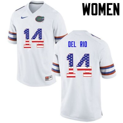 Women's Florida Gators #14 Luke Del Rio NCAA Nike White USA Flag Fashion Authentic Stitched College Football Jersey BIA5162FE